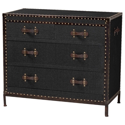 Baxton Studio Benton Vintage Black Canvas 4-Drawer Storage Cabinet